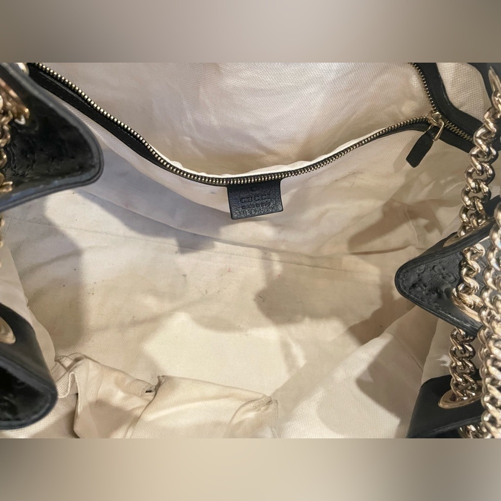 Gucci Black Leather Emily Medium Guccissima Shoulder Bag - Picture 10 of 15